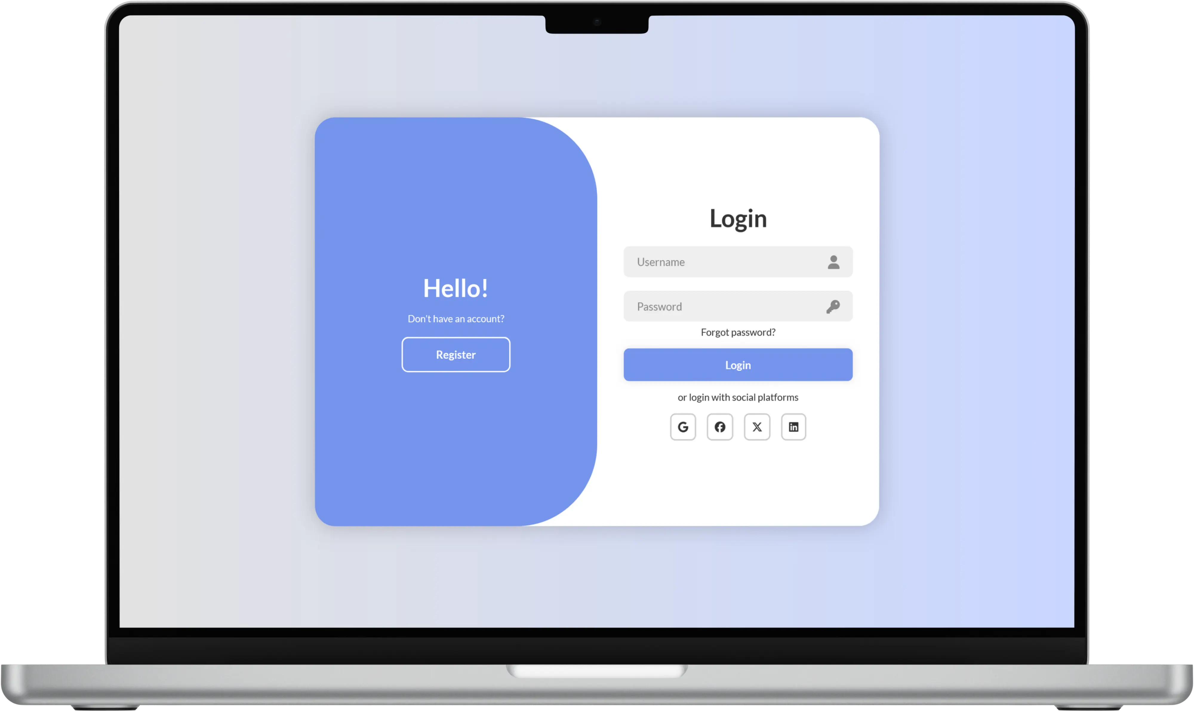 Modern animated login and signup UI screenshot