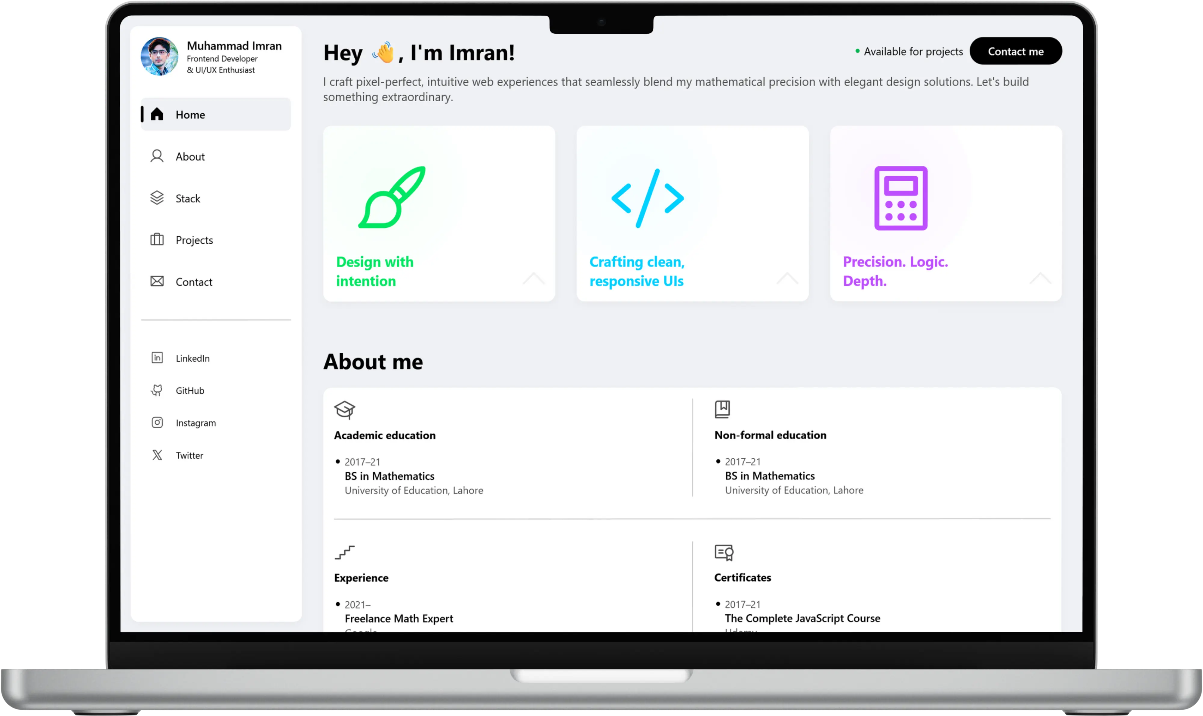 Portfolio website screenshot